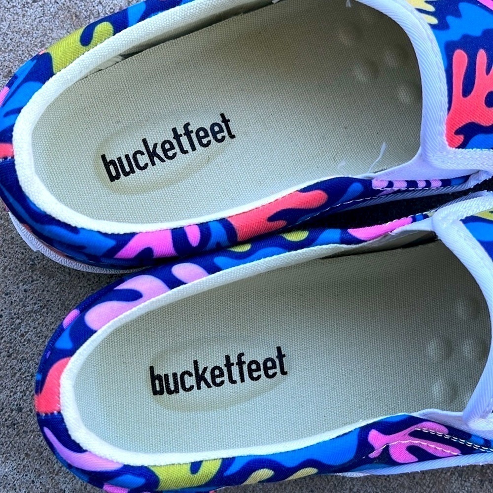 BUCKETFEET Blue Coral Kelp Pattern Shoes Size 8 - Picture 7 of 13